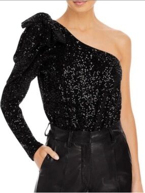 Aqua one shoulder sequin bodysuit